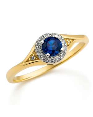 Ring with blue stone gold 8k