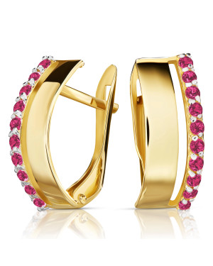 Gold earrings ruby stones 14k