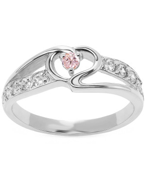 Silver heart ring with pink stone