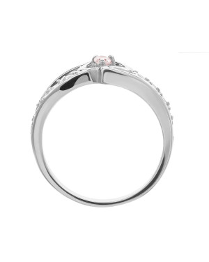 Silver heart ring with pink stone