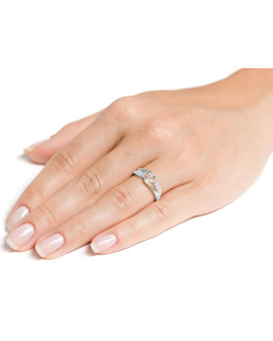 Silver heart ring with pink stone