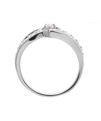 Silver heart ring with pink stone