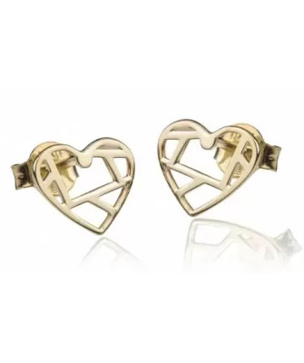 Gold earrings ORIGAMI HEART