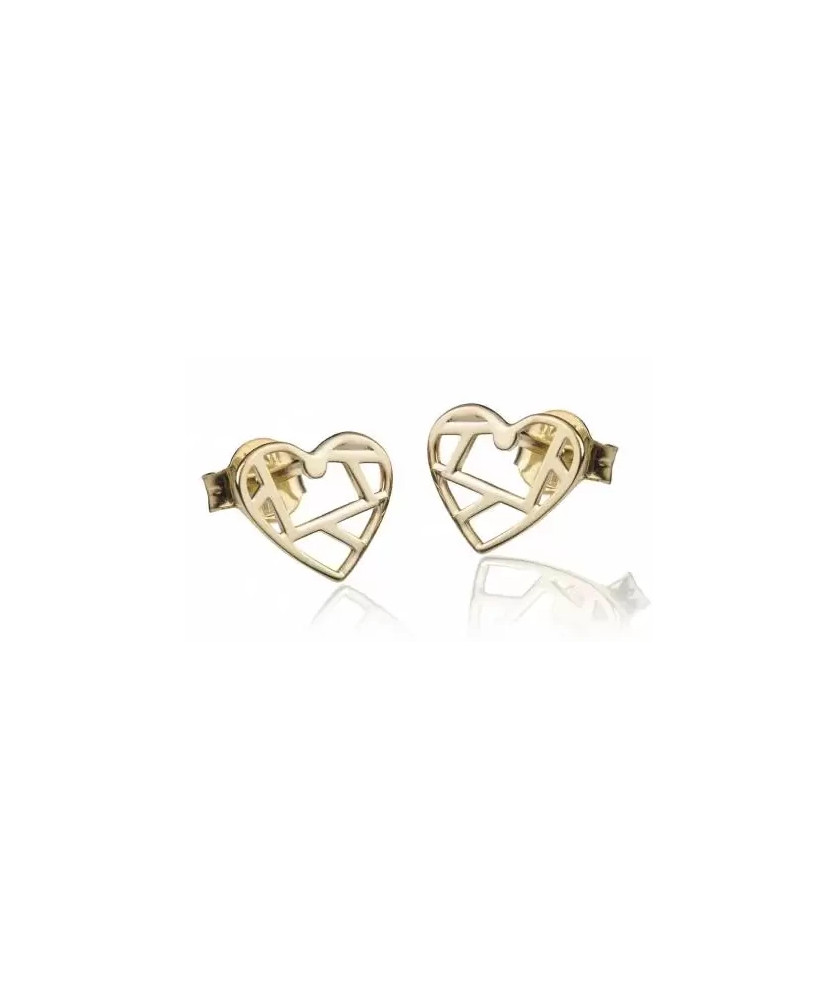 Gold earrings ORIGAMI HEART