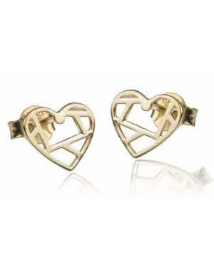 Gold earrings ORIGAMI HEART