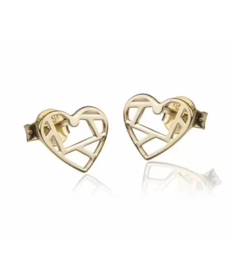 Gold earrings ORIGAMI HEART