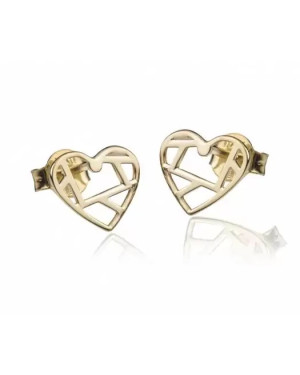 Gold earrings ORIGAMI HEART