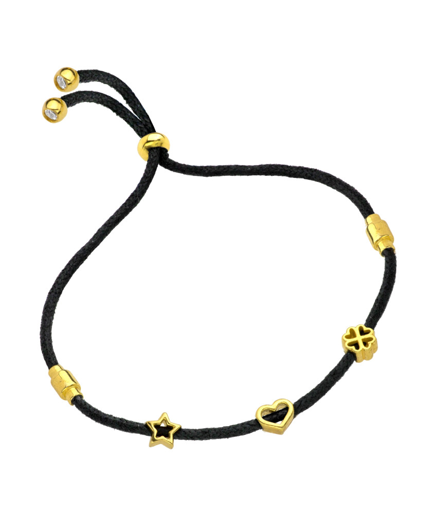 Gold-plated bracelet heart, star, clover