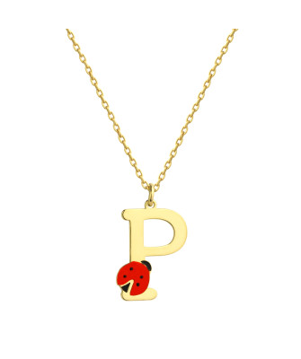 Silver, gold-plated children's necklace with LETTER