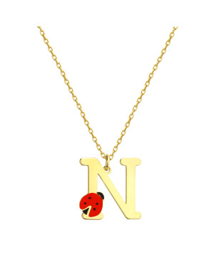 Silver, gold-plated children's necklace with LETTER