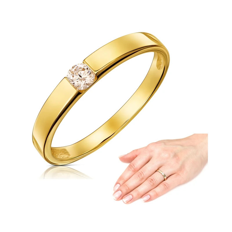 Wedding ring 333 with zircon P1.114 | GoldJewellery