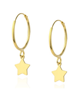 Gold Plated Sterling Silver Star Hoop Earrings