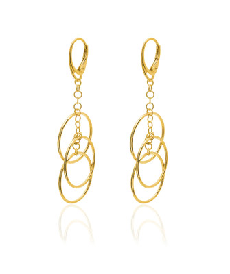 Gold-Plated Sterling Silver Hoop Drop Earrings