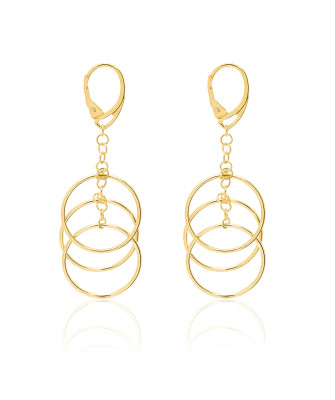 Gold-Plated Sterling Silver Hoop Drop Earrings