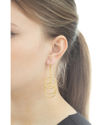 Gold-Plated Sterling Silver Hoop Drop Earrings