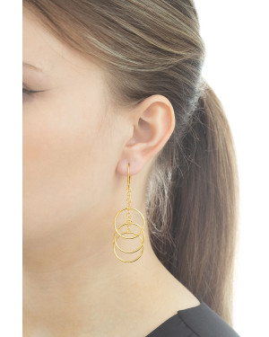 Gold-Plated Sterling Silver Hoop Drop Earrings