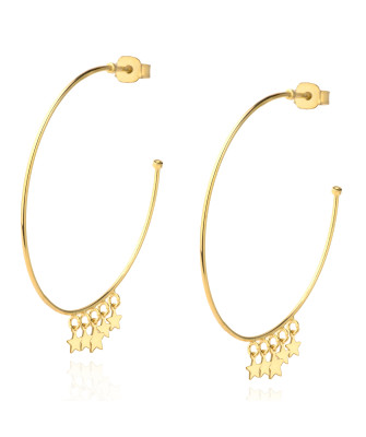 Gold-Plated Sterling Silver Star Hoop Earrings