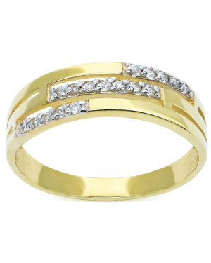 Gold ring with cubic zirconia 14k
