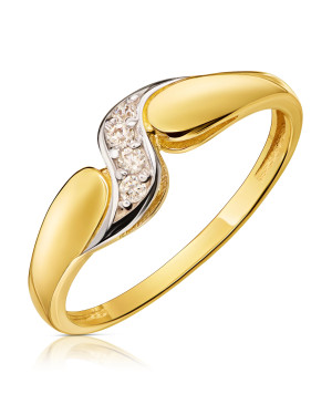 14k gold ring wave white stones