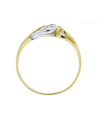 14k gold ring wave white stones