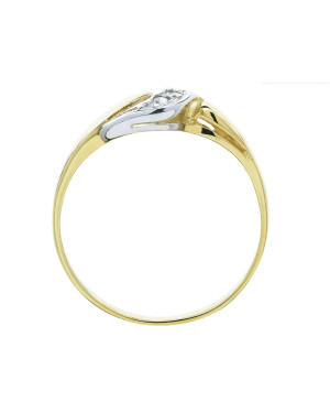 14k gold ring wave white stones