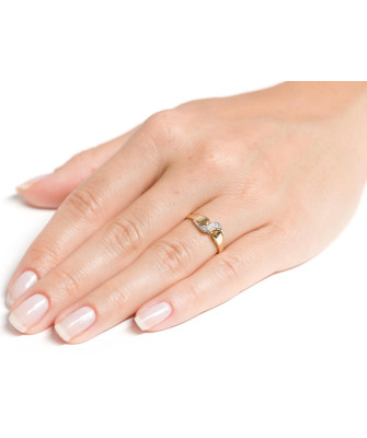 14k gold ring wave white stones