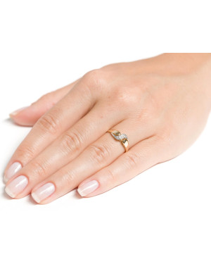 14k gold ring wave white stones