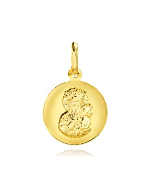 Gold medallion with the Virgin Mary gift for baptism communion