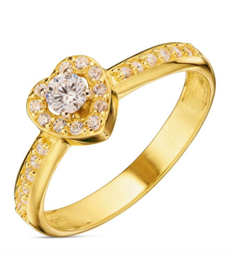 Engagement ring heart 14k cubic zirconia