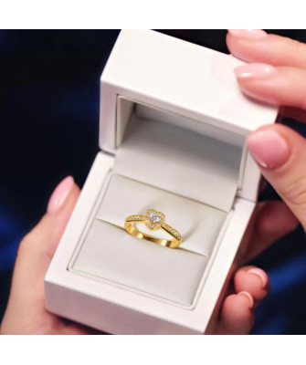 Pierścionek zaręczynowy serce 14k cyrkonie