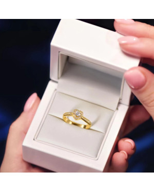 Engagement ring heart 14k cubic zirconia