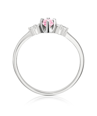 Silver ring with pink stone