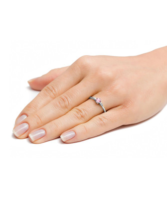 Silver ring with pink stone