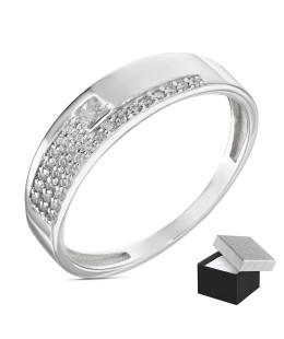 Silver ring band with stones