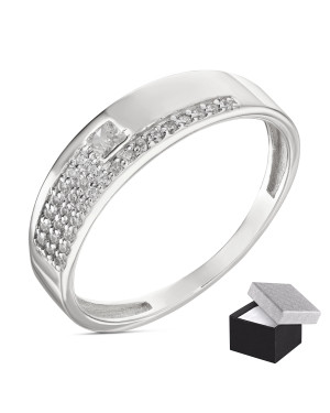 Silver ring band with stones