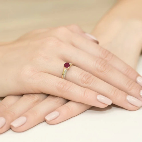 Gold ring with diamond EY-106 garnet | GoldJewellery