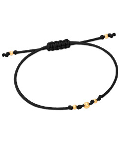 Gold string bracelet for hand black BEADS 14k test