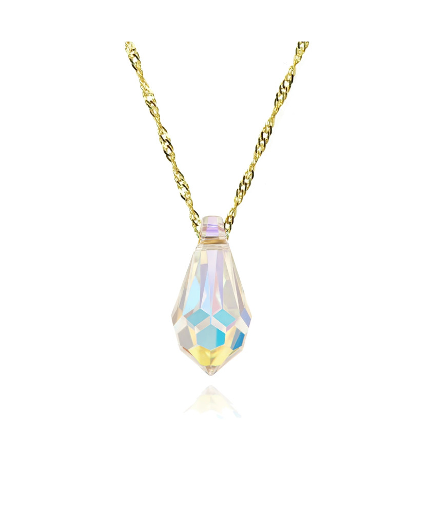 Gold necklace with Nature crystal made with Swarovski