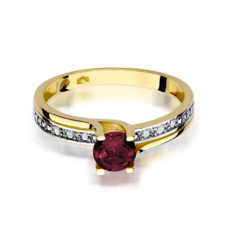 Gold ring with diamond EY-106 garnet | GoldJewellery
