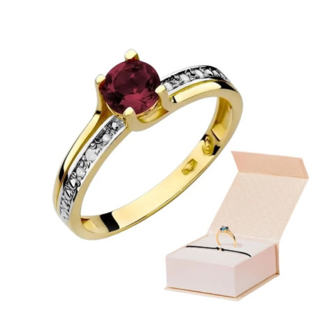 Gold ring with diamond EY-106 garnet | GoldJewellery