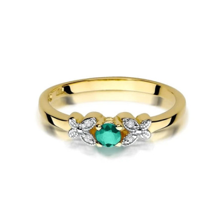 Ring with emerald butterflies certificate