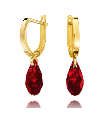 Złote kolczyki Nature made with Swarovski Crystal próba 14k