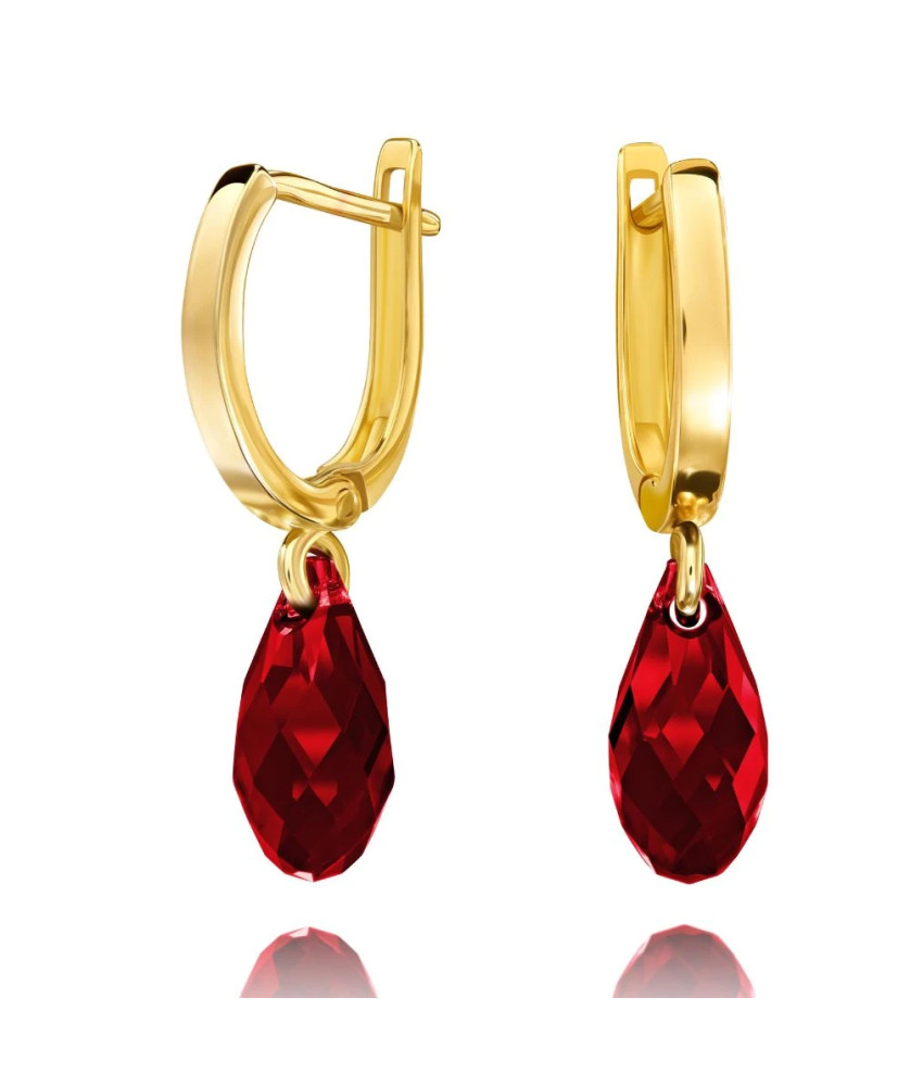 Złote kolczyki Nature made with Swarovski Crystal próba 14k