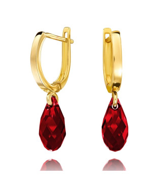 Złote kolczyki Nature made with Swarovski Crystal próba 14k
