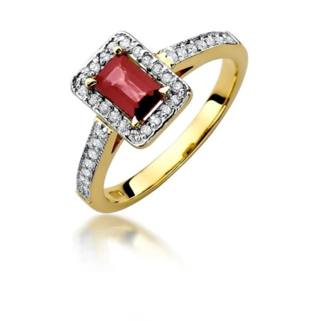 Ring with ruby ​​and diamonds 585