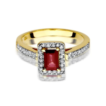 Ring with ruby ​​and diamonds 585