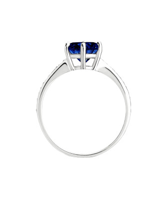 Silver engagement ring sapphire cubic zirconia