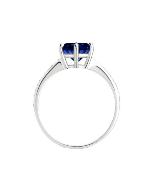 Silver engagement ring sapphire cubic zirconia