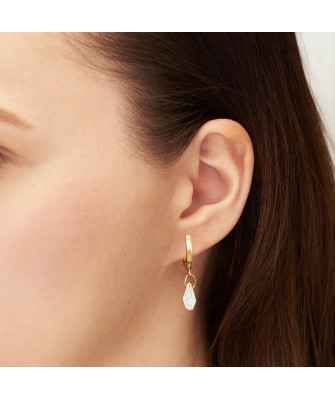 Gold Swarovski Crystal Earrings 14k