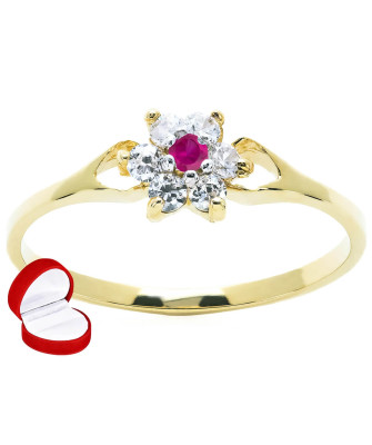Ruby flower ring stone 8k